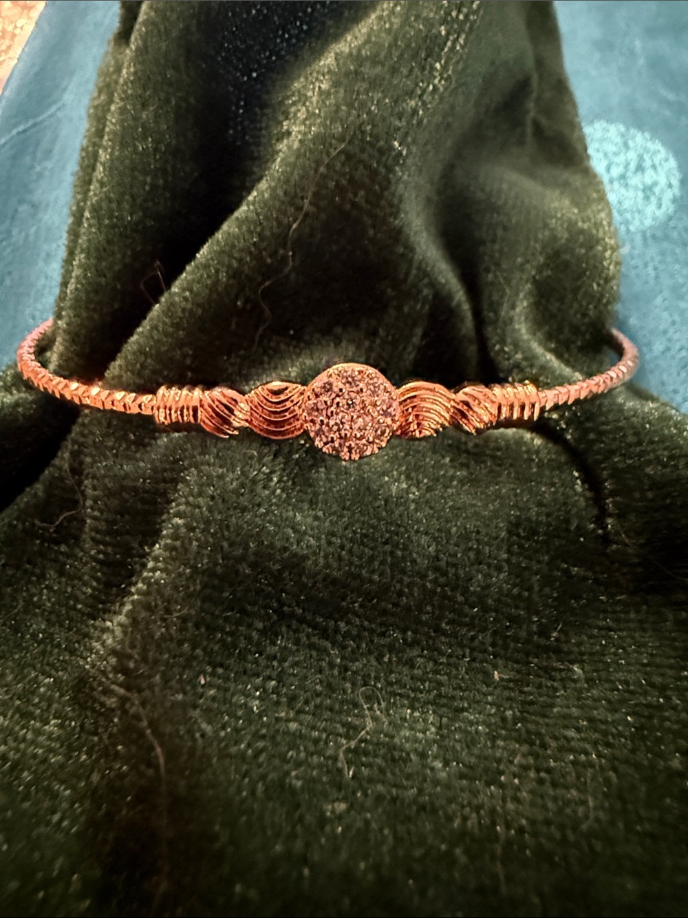 Rose Gold Disc Wire-Wrapped Bangle Bracelet